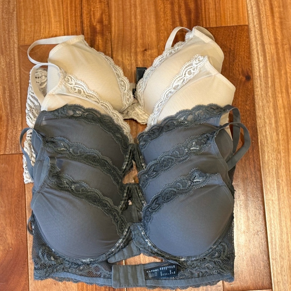 Natori Feathers bras, lot of 5 Gray and Cream - Picture 2 of 8
